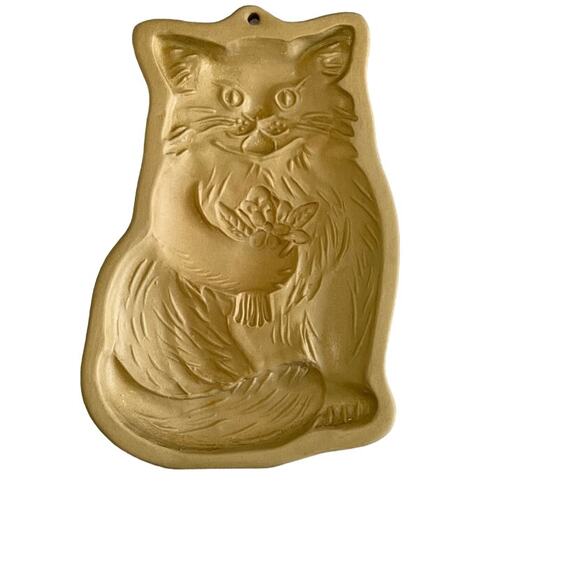 Brown Bag Cookie Art Cat Flowers Clay Stoneware Mold Vintage 1984 - Picture 4 of 4